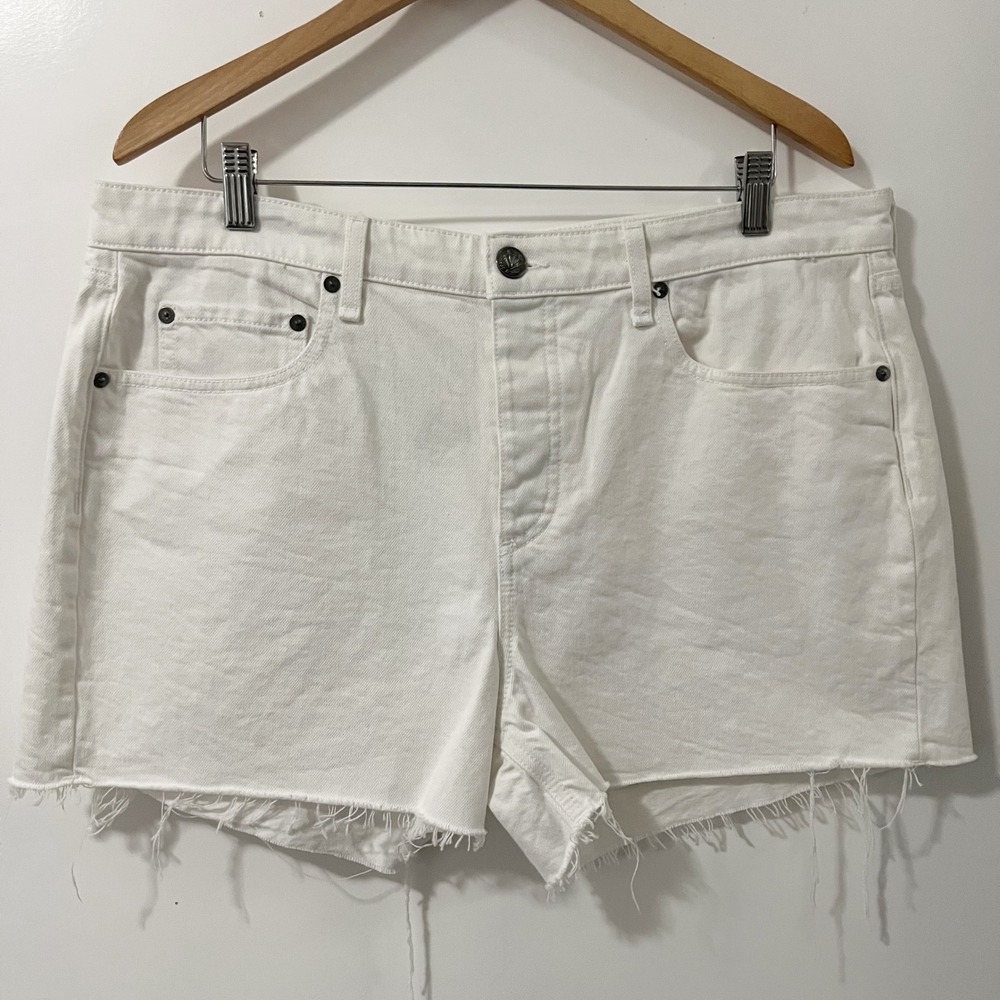 Rag & Bone The Dre Low-Rise Shortie White Denim Cutoff Shorts 34